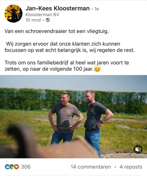 Bericht van Jan-Kees Kloosterman: "Van een schroevendraaier tot een vliegtuig."